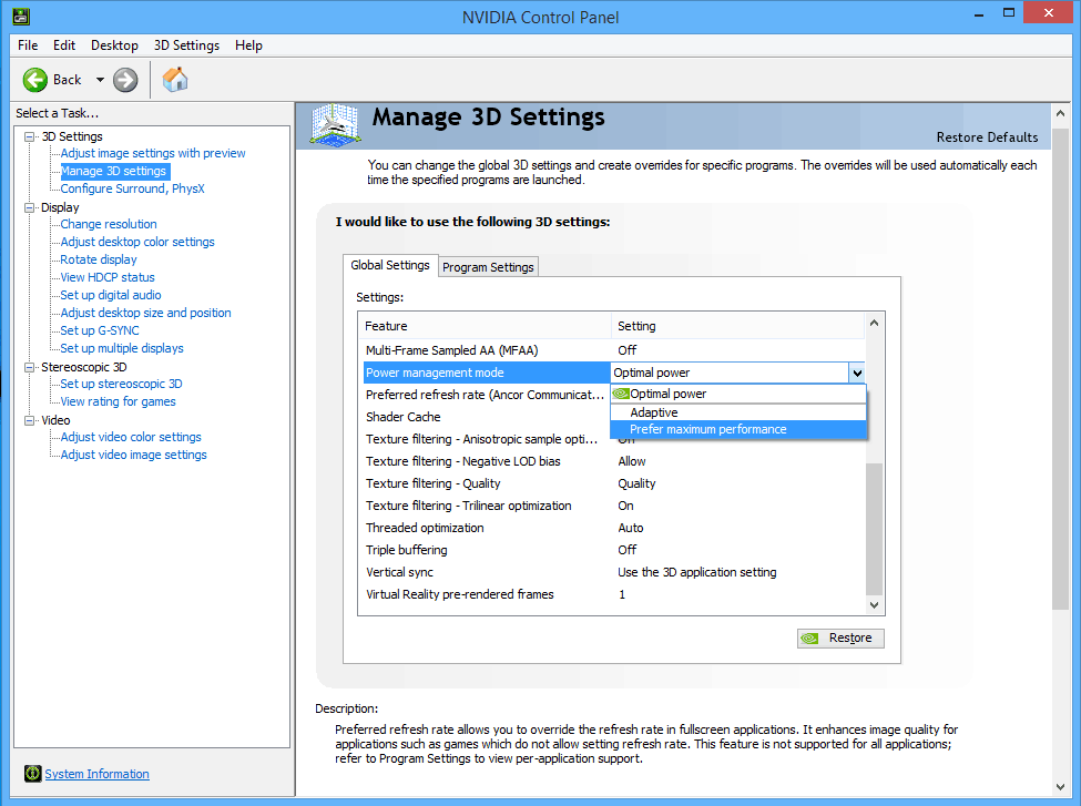 fallout4vr manage 3d settings nvidia