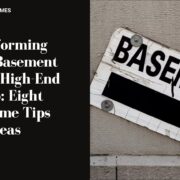 a sign on the side of a building that says basement