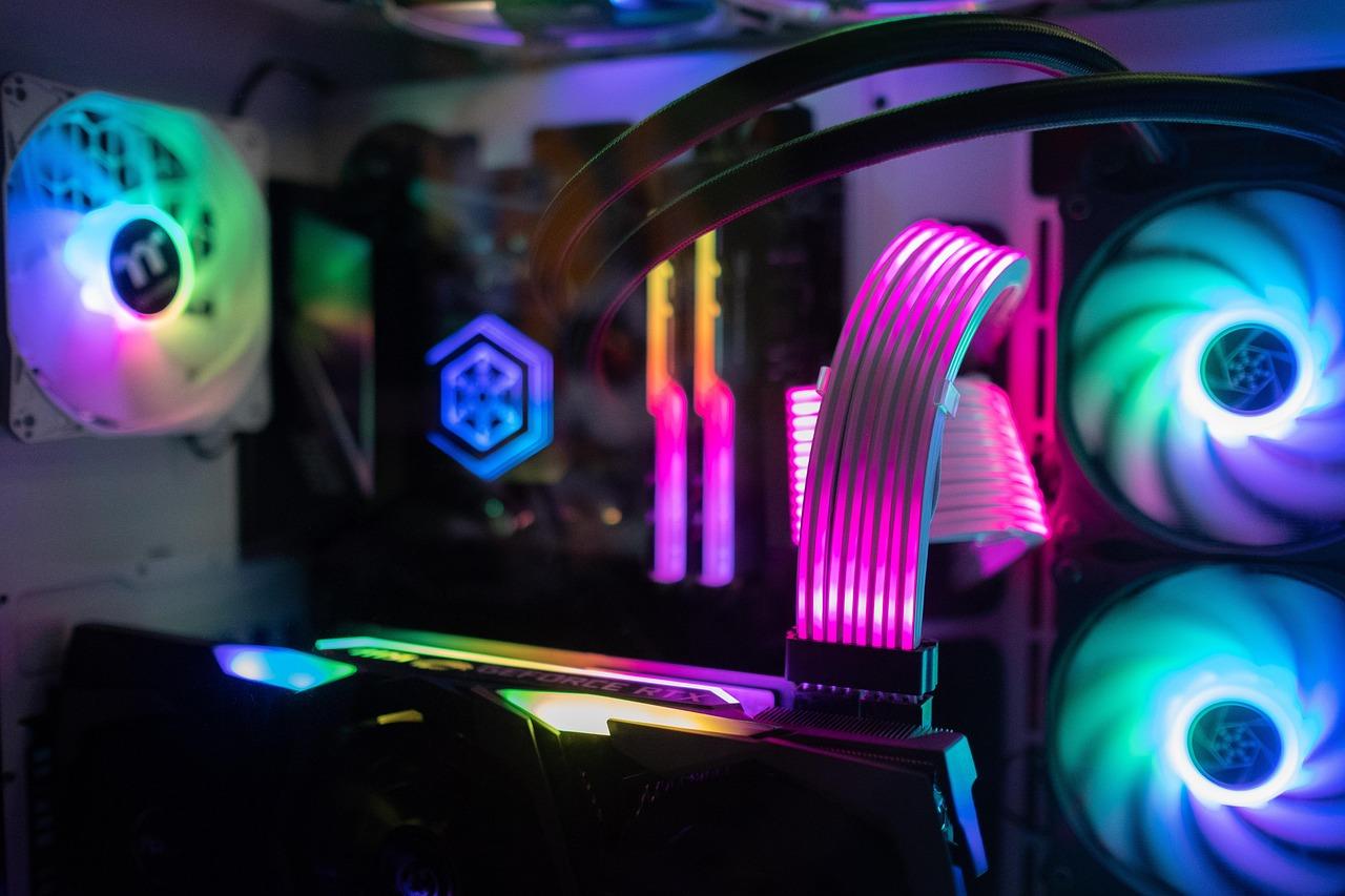 A computer with colorful lightsAI-generated content may be incorrect.